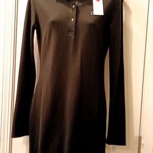 NWT Lacoste Live Long Sleeve Black Polo Dress XL
